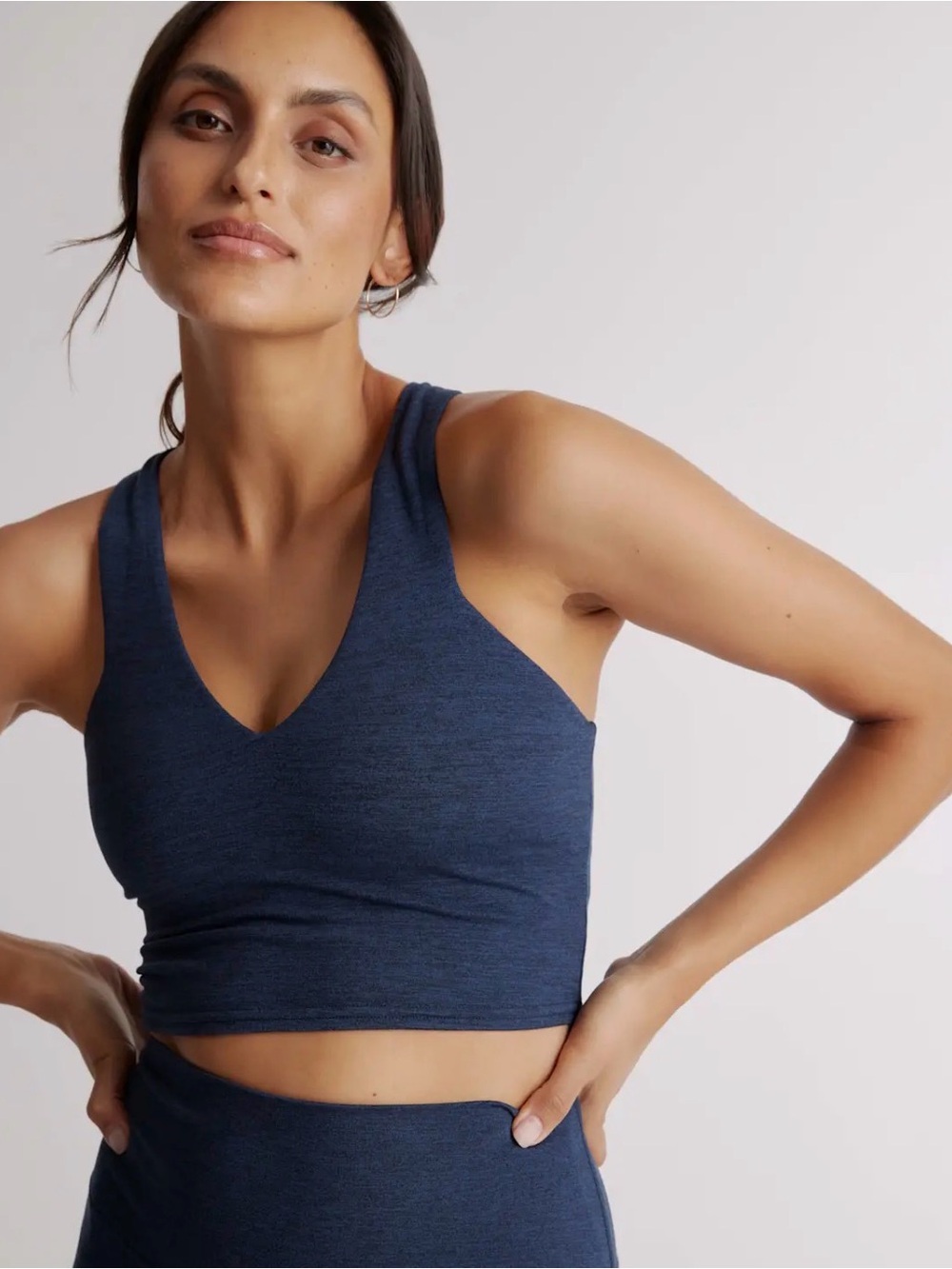 Quince Seamless V-Neck Crop Tank - Navy Heather